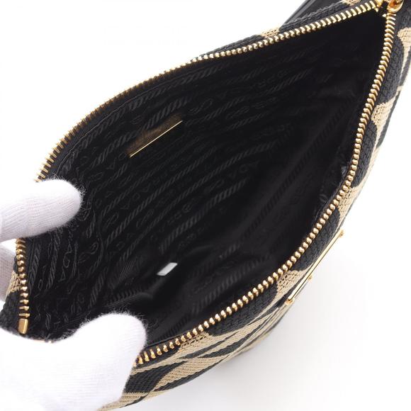 Prada Black Triangle Bag Beige Leather Shoulder - Picture 3 of 5